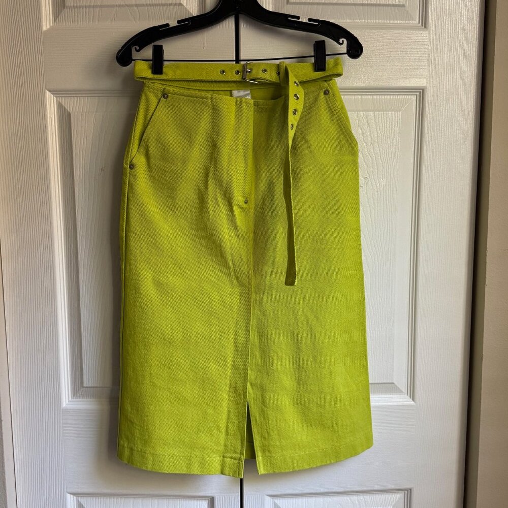 Belted denim skirt